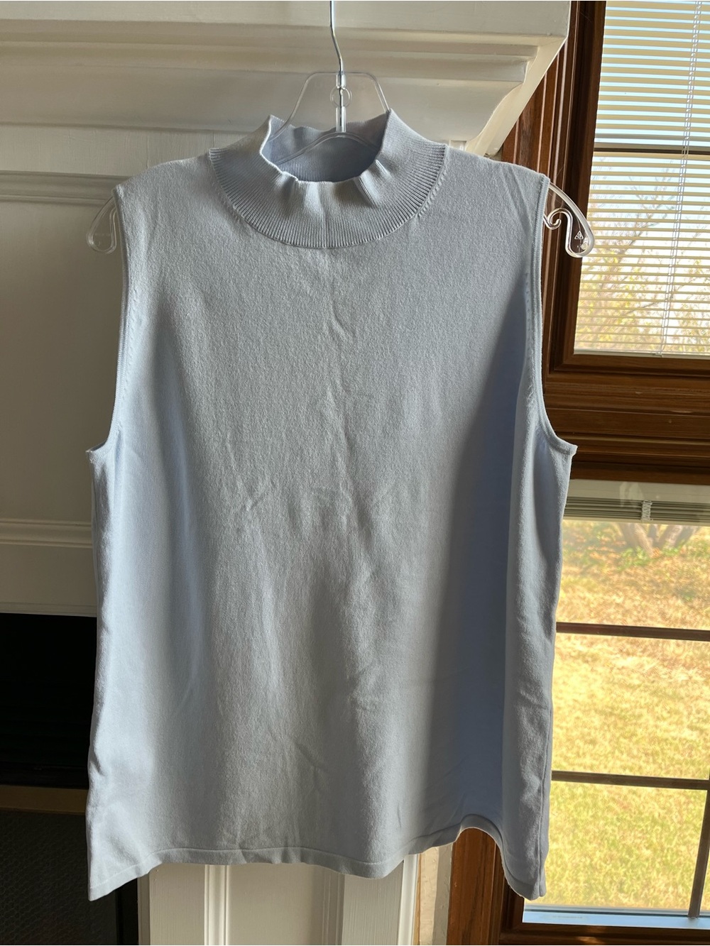 Ann Taylor Sleeveless Mock Neck Knit - Pale Blue Hydrangea